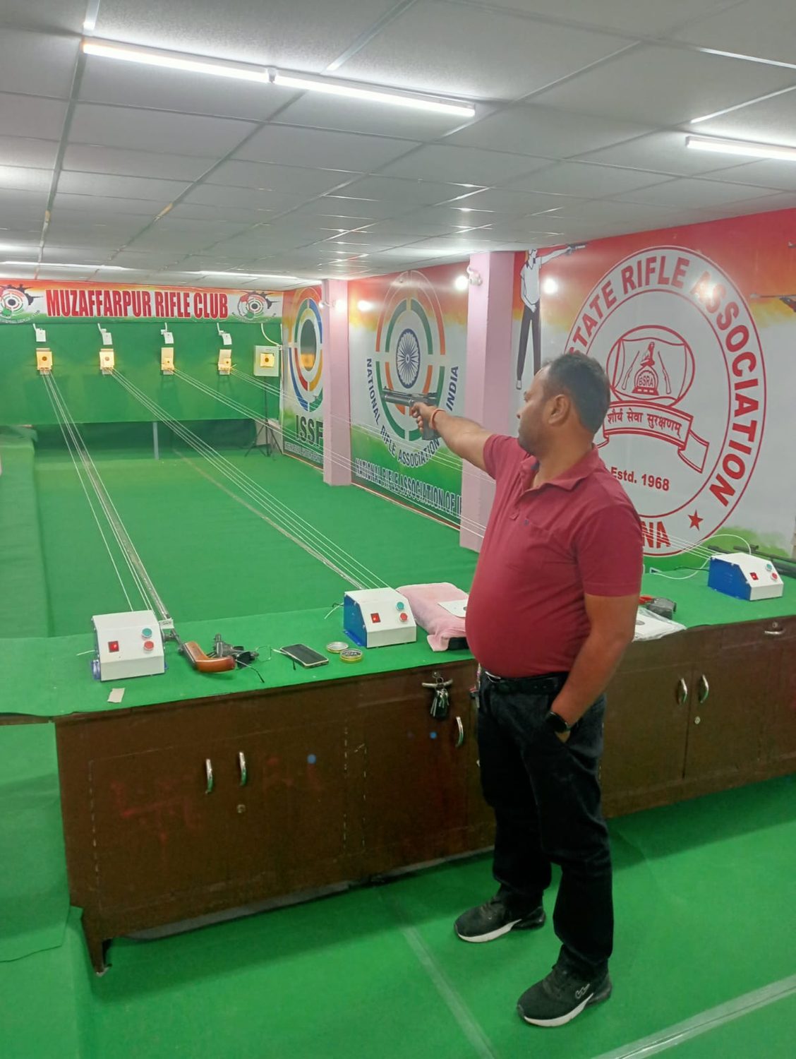 Member during 10m air rifle practice at the range